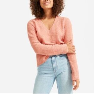 Everlane The Teddy V Neck Wool Blend Sweater Coral XS